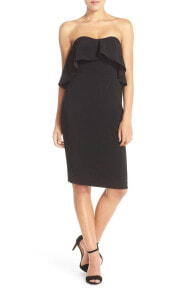 Купить женские платья Chelsea28: Chelsea28 Ruffle Strapless Stretch Crepe Sheath Dress Sz. 0 (Black) 152172