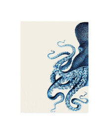 Trademark Global fab Funky Octopus Navy Blue and Cream a Canvas Art - 15.5