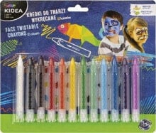 Цветные карандаши для рисования для детей derform Kredki do twarzy 12 kolorów wykręcane KIDEA