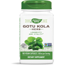 Витамины и БАДы для улучшения памяти и работы мозга nature's Way Gotu Kola Herb  Готу кола для долголетия и жизненной силы 970 мг 180 вегетарианских капсул