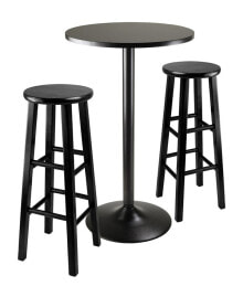 Winsome 3-Piece Round Black Pub Table with Two 29