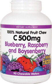 Витамин С Natural Factors 100% Natural Fruit Chew C  Жевательные пастилки с витамином С 500 мг  90 жевательных пастилок с натуральным фруктовым вкусом