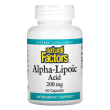 Антиоксиданты Natural Factors, Alpha-Lipoic Acid, 200 mg, 60 Capsules