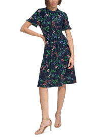 Tommy Hilfiger women's Printed Round-Neck Shift Dress