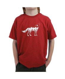 LA Pop Art big Boy's Word Art T-shirt - Howling Wolf