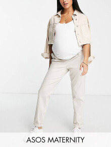 Женские брюки чиносы aSOS DESIGN Maternity chino trousers in stone with under the bump band 