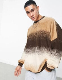 ASOS DESIGN – Super-Oversize-Sweatshirt in gebürstetem Braun mit Farbverlauf