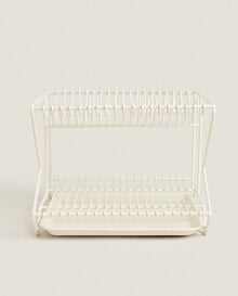 Metal dish drainer with tray