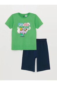 Lcw Kids Bisiklet Yaka Kral Şakir Baskılı Kısa Kollu Erkek Çocuk Şortlu Pijama Takımı