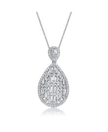 Купить кулоны и подвески Rachel Glauber: Stylish White Gold Plated Cubic Zirconia Pear Pendant Necklace