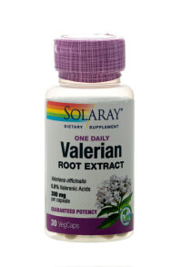 Растительные экстракты и настойки Solaray Valerian Extract One Daily Экстракт валерианы  300 мг 30 капсул