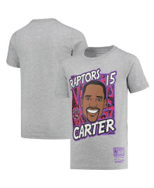 Mitchell & Ness youth Boys Vince Carter Gray Toronto Raptors Hardwood Classics King of the Court Player T-shirt