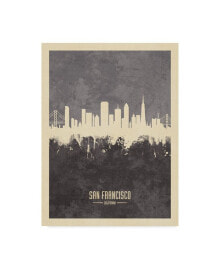 Trademark Global michael Tompsett San Francisco California Skyline Gray Canvas Art - 37