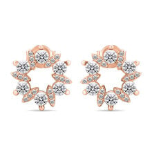 Ювелирные серьги charming bronze earrings with clear zircons EA593R
