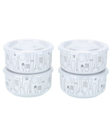 Купить посуда и приборы для сервировки стола BIA Cordon Bleu: Porcelain 20 oz. Cutlery Storage Jars with Lids, Set of 4