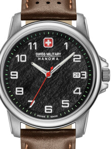 Аналоговые мужские наручные часы с коричневым кожаным ремешком Swiss Military Hanowa 06-4231.7.04.007 Swiss Rock 39mm 5ATM