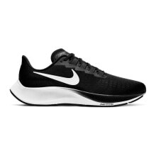 Мужская спортивная обувь для бега Мужские кроссовки спортивные для бега черные текстильные низкие  с белой подошвой Nike Air Zoom Pegasus 37