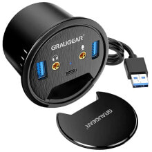 Купить различные комплектующие для компьютеров GrauGear: Graugear Tisch-HUB, USB 3.0 2x Type-A / 1x Type-C, Audioanschluss, 60 mm