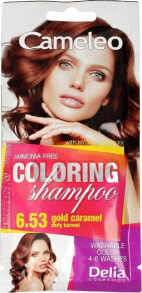 Delia Cameleo Coloring Shampoo 6.53 Gold Caramel   Оттеночный шампунь, укрепляющий цвет окрашенных волос, оттенок золотая карамель   40 мл