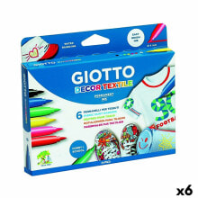 Set of Felt Tip Pens Giotto Decor Textile Multicolour (6 Units)