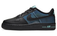 Nike Air Force 1 Low SE 蛇纹 漆皮 低帮 板鞋 GS 黑蓝 / Кроссовки Nike Air Force CI3910-001