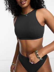 Купить женские лифы для купальников Roxy: Roxy Pop Up long line crop bikini top in black