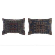 Cushion DKD Home Decor Blue Orange Squared Arab 50 x 10 x 35 cm (2 Units)