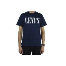 Мужская футболка повседневная синяя однотонная с логотипом на груди Levis Relaxed Graphic Tee M 699780 130