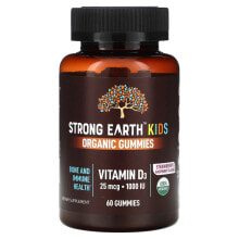 Strong Earth Kids Organic Gummies, Vitamin D3, Strawberry & Raspberry, 25 mcg (1,000 IU), 60 Gummies