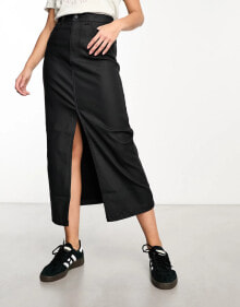 Купить женские юбки New Look: New Look coated midaxi skirt in black