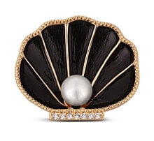Ювелирные броши charming gilded shell brooch with pearl 2in1 JL0764