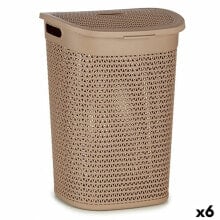 Laundry Basket Beige Plastic 60 L 43,5 x 57,5 x 34 cm (6 Units)