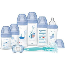 Бутылочки и ниблеры для малышей набор из 6 бутылочек  DODIE. 2 по 150 мл, 2 по 270 мл, 2 по 330 мл, 1 пустышка, 1 ершик. Морская тематика..
