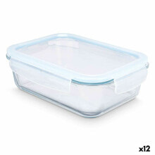 Lunch box Transparent Silicone Borosilicate Glass 1,5 L 24,5 x 7,6 x 19 cm (12 Units)