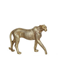 Decorative Figure Romimex Golden Resin Leopard 28 x 19 x 7 cm