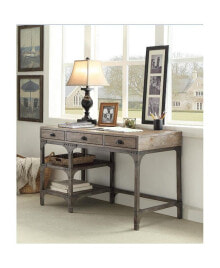 Simplie Fun gorden Desk in Weathered Oak & Silver