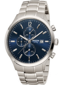 Мужские наручные часы с серебряным браслетом Boccia 3753-03 mens watch chronograph titanium 42mm 5ATM