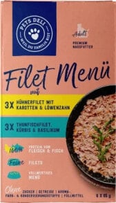 Купить влажные корма для кошек Pets Deli: Nassfutter Katze Hühnerfilet & Thunfischfilet, Filet Menü, Multipack (6x85 g), 510 g