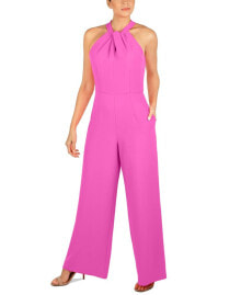 julia jordan twist-Front Halter Jumpsuit