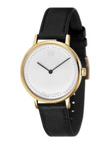 Мужские наручные часы с черным кожаным ремешком DuFa DF-9020-03 Gropius Mens 38mm 3 ATM
