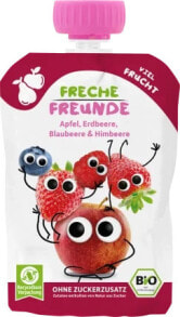 Купить детское пюре FRECHE FREUNDE: Quetschie Apfel, Erdbeere, Blaubeere & Himbeere ab 6. Monat, 100 g