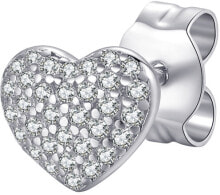 Женские ювелирные серьги single silver earrings Heart with zircons Storie RZO046