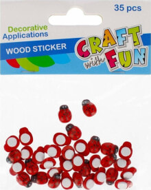 Купить украшения для организации праздников Craft with Fun: Dekoracja świąteczna Craft with Fun Biedronki drewniane samoprzylepne 13mm 35szt