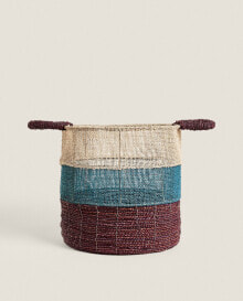 Seagrass colour block palm leaf basket