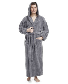 Men's Soft Fleece Robe, Ankle Length Hooded Turkish Bathrobe купить онлайн