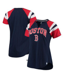 Women's Starter Navy/Orange Houston Astros Game On Notch Neck Raglan T-Shirt