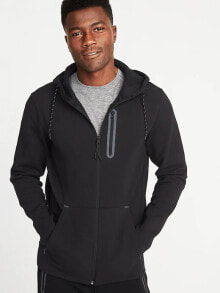 Толстовка мужская с капюшоном на молнии Old Navy Dynamic Fleece Zip Hoodie черная однотонная