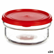 Round Lunch Box with Lid Red Plastic 415 ml 12 x 6 x 12 cm (24 Units)