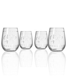Rolf Glass fleur De Lis Stemless Wine Tumbler 17Oz - Set Of 4 Glasses