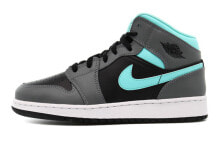 Jordan Air Jordan 1 Mid 中帮 复古篮球鞋 GS 灰蓝 / Кроссовки Jordan Air Jordan 1 Mid GS 554725-063